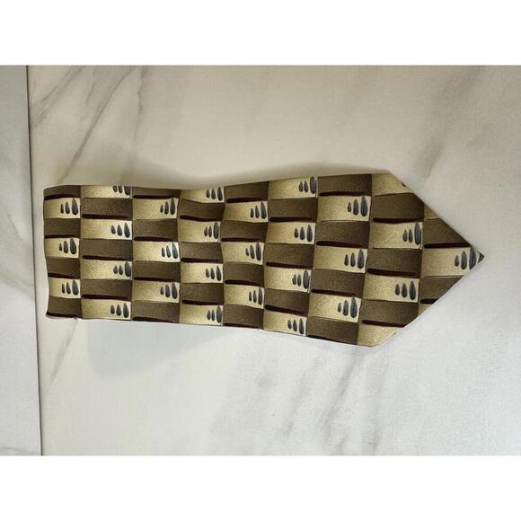 J. Garcia 'Scaly Monster and Blue Man' Collection 33 gold geometric silk necktie - Picture 1 of 3